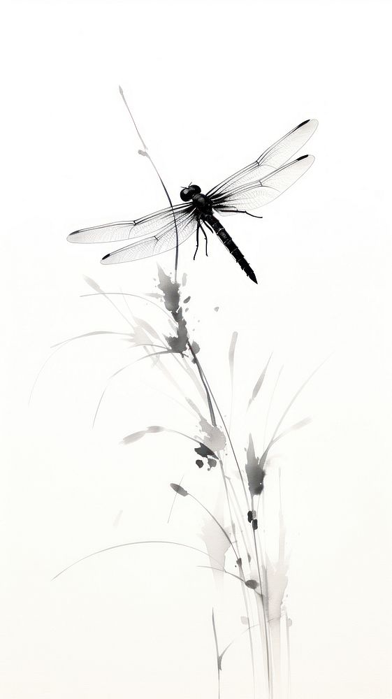 Dragonfly perched on the branch animal insect invertebrate. AI generated Image by rawpixel.