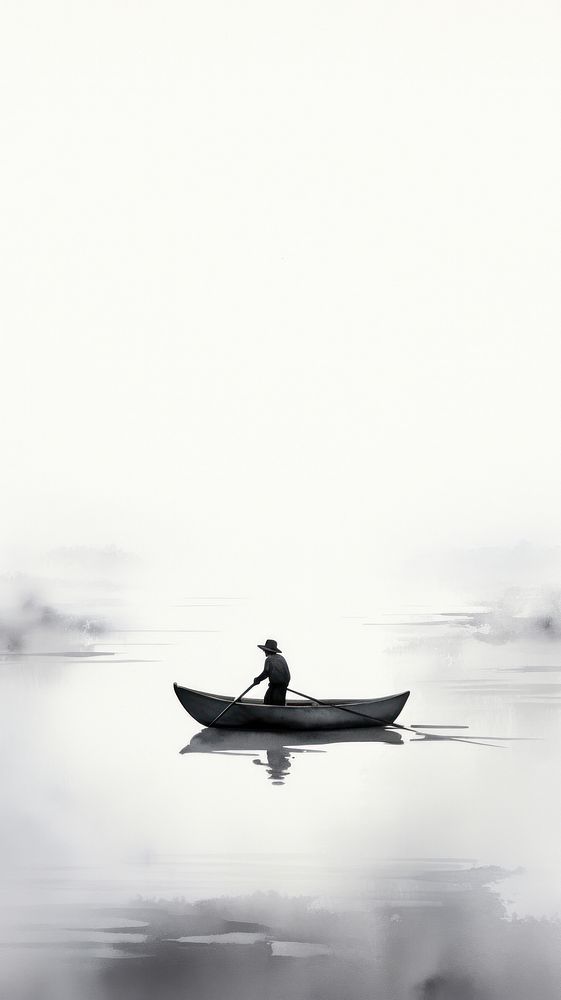 Fisherman on the boat vehicle rowboat canoe. AI generated Image by rawpixel.