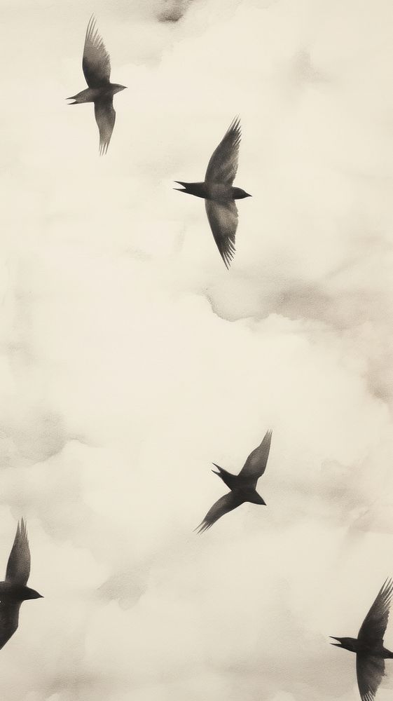Flock of birds flying backgrounds animal white. AI generated Image by rawpixel.