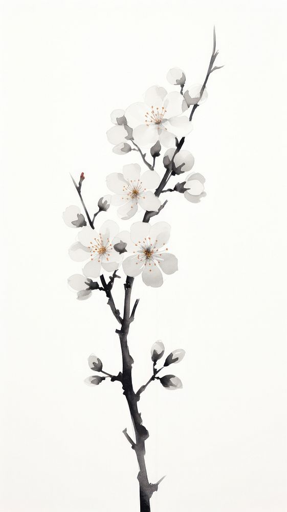 Plum blossom flower plant white. AI generated Image by rawpixel.