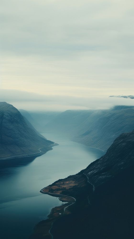 Fjord sky landscape outdoors. AI generated Image by rawpixel.