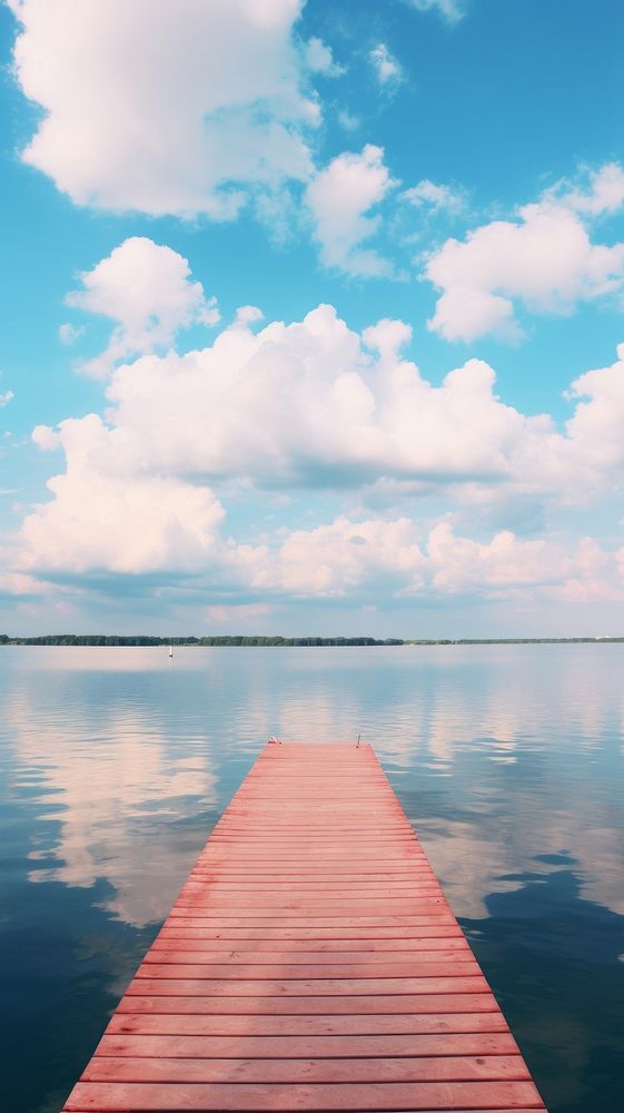 Lake sky boardwalk outdoors. AI generated Image by rawpixel.