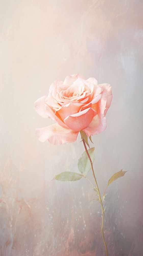 Pink rose wallpaper painting blossom flower. AI generated Image by rawpixel.