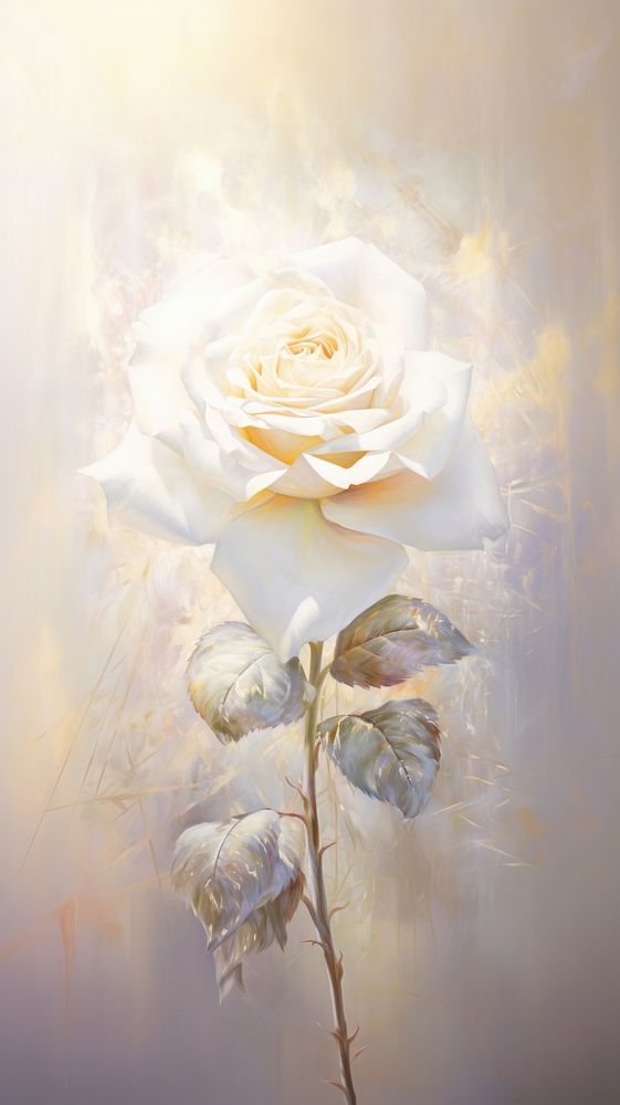 White rose wallpaper painting flower petal. AI generated Image by rawpixel.