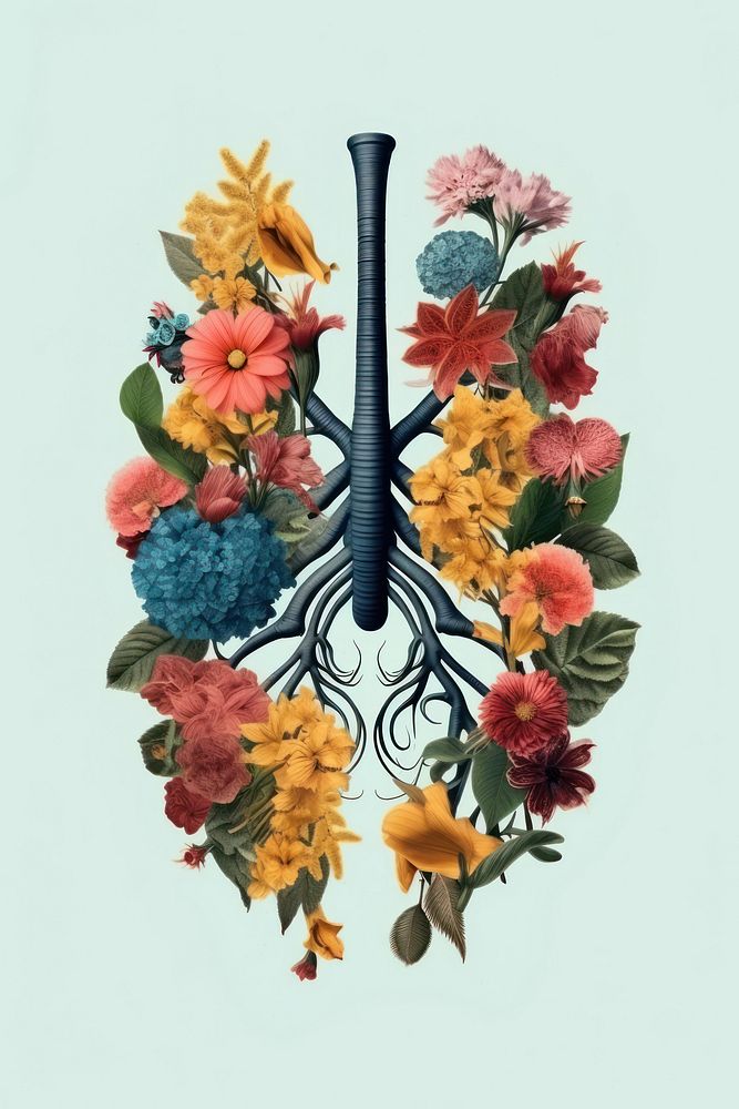 Flowers on the lungs pattern art plant. AI generated Image by rawpixel.
