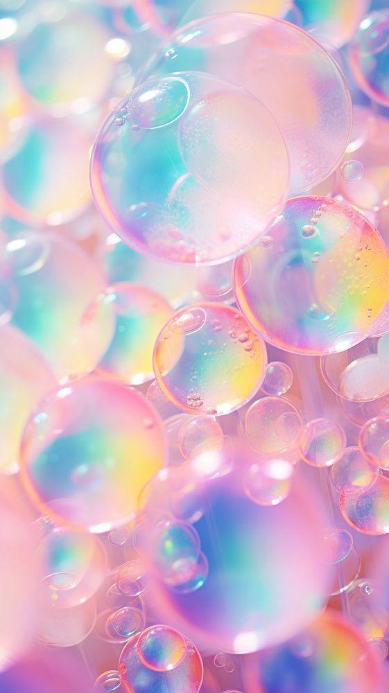 Clear bubbles backgrounds rainbow pattern. AI generated Image by rawpixel.