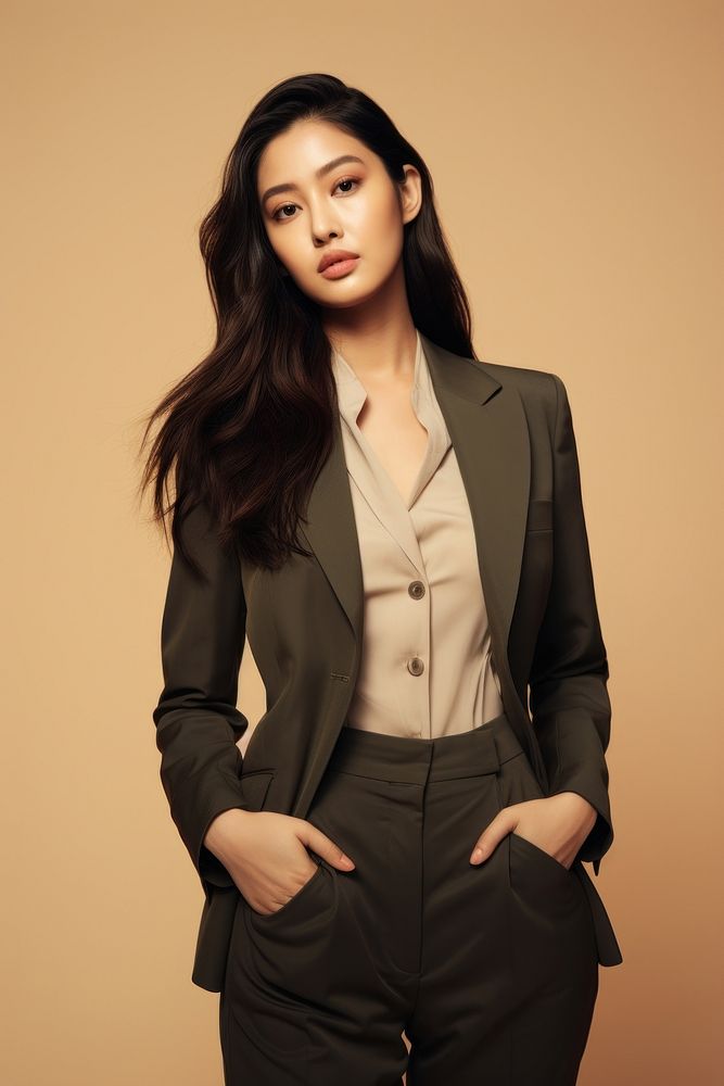 Asian female portrait blazer jacket. AI generated Image by rawpixel.