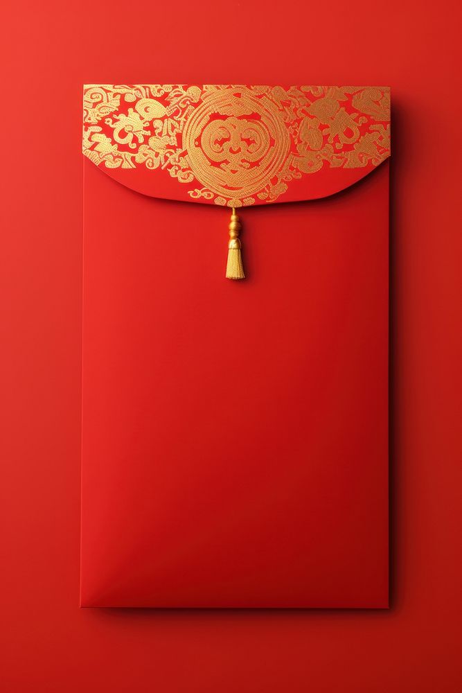 Red vertical envelope chinese new year red background architecture. AI generated Image by rawpixel.