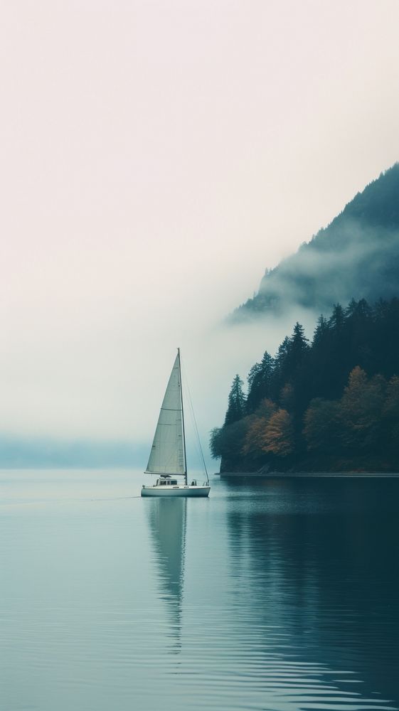 Lake and sailboat watercraft outdoors vehicle. AI generated Image by rawpixel.