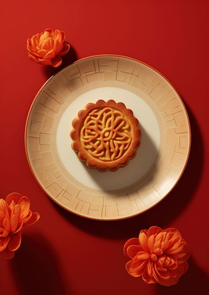 Moon cake dish dessert plate. AI generated Image by rawpixel.