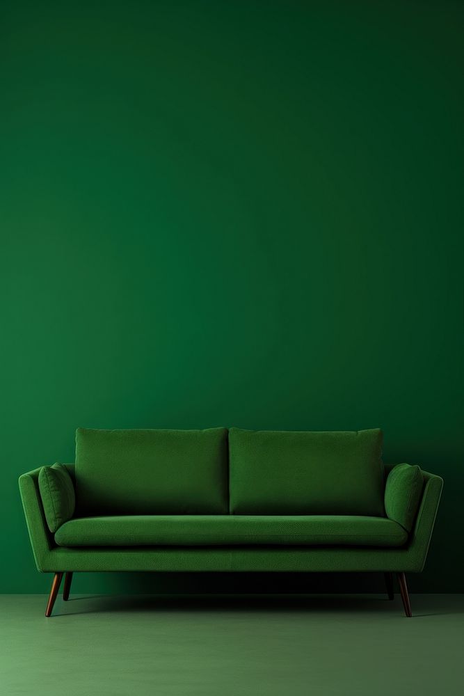 Sofa green furniture cushion. AI generated Image by rawpixel.