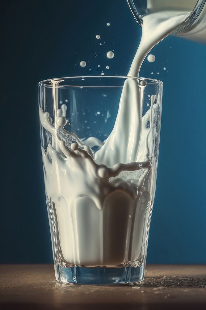Milk pouring into glass dairy drink refreshment. AI generated Image by rawpixel.