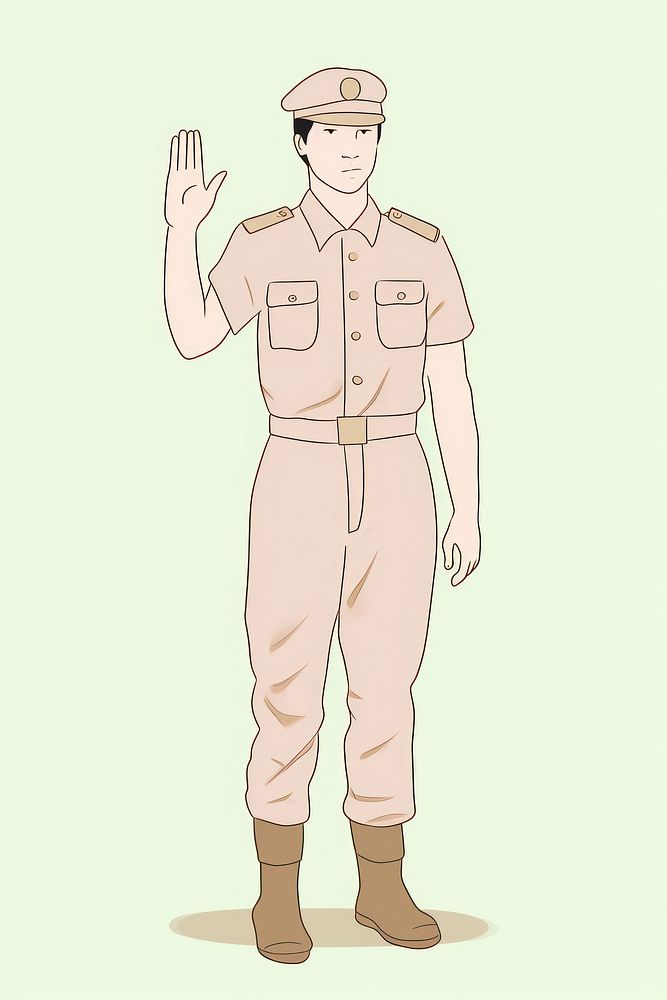 Soldier stop hand sign cartoon protection authority. AI generated Image by rawpixel.