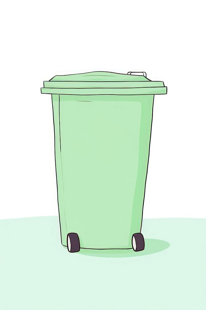 Green trashcan cartoon line recycling. AI generated Image by rawpixel.