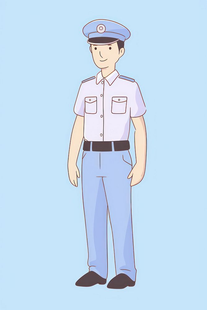 Police officer cartoon line protection. AI generated Image by rawpixel.