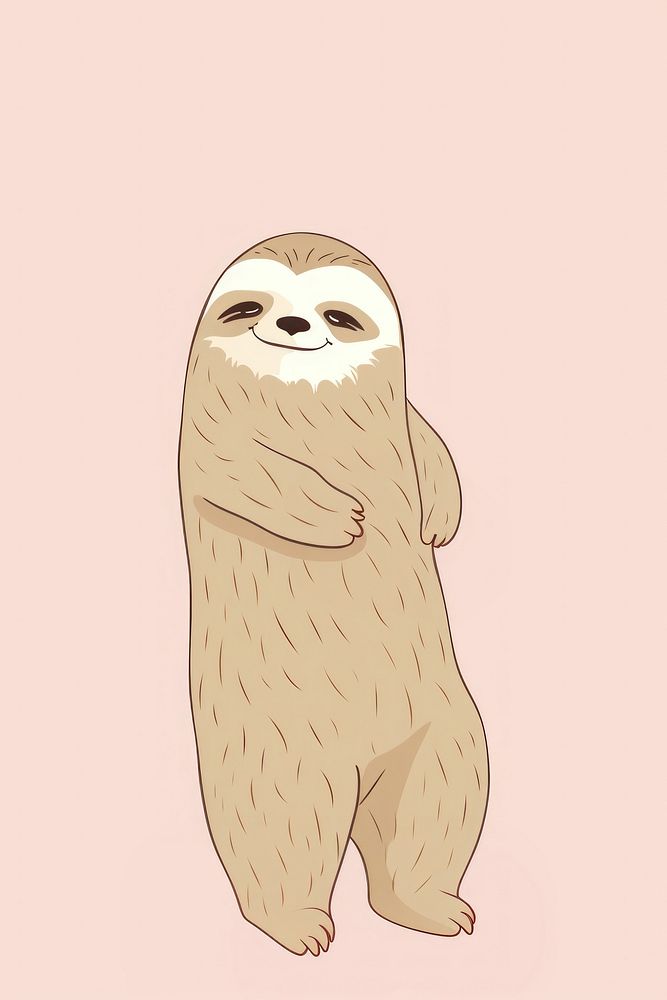 Sloth cartoon drawing animal. AI generated Image by rawpixel.