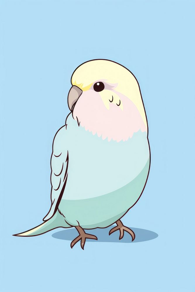 Cute budgie cartoon animal parrot. AI generated Image by rawpixel.