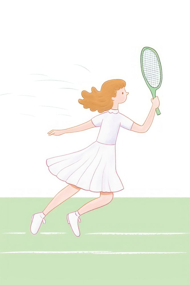Girl playing tennis footwear cartoon sports. AI generated Image by rawpixel.