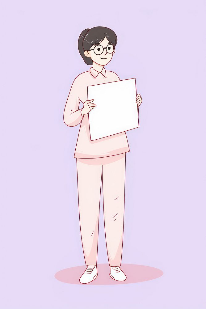 Women wearing glasses holding a notepad drawing cartoon sketch. AI generated Image by rawpixel.