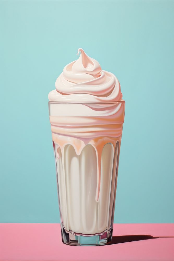 Glass of milkshake dessert cream food. AI generated Image by rawpixel.