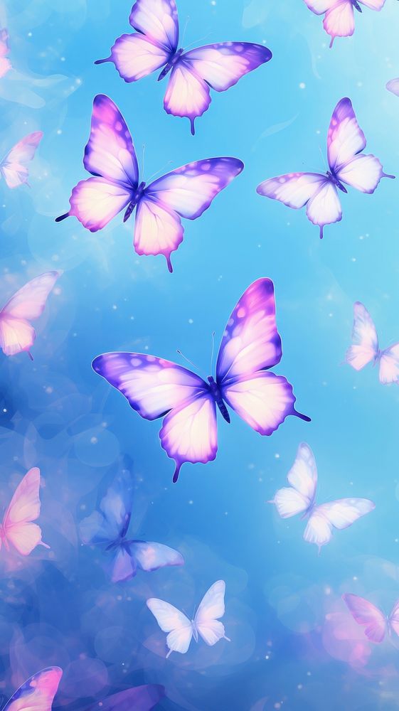 Holographic butterflies pattern backgrounds butterfly outdoors. AI generated Image by rawpixel.