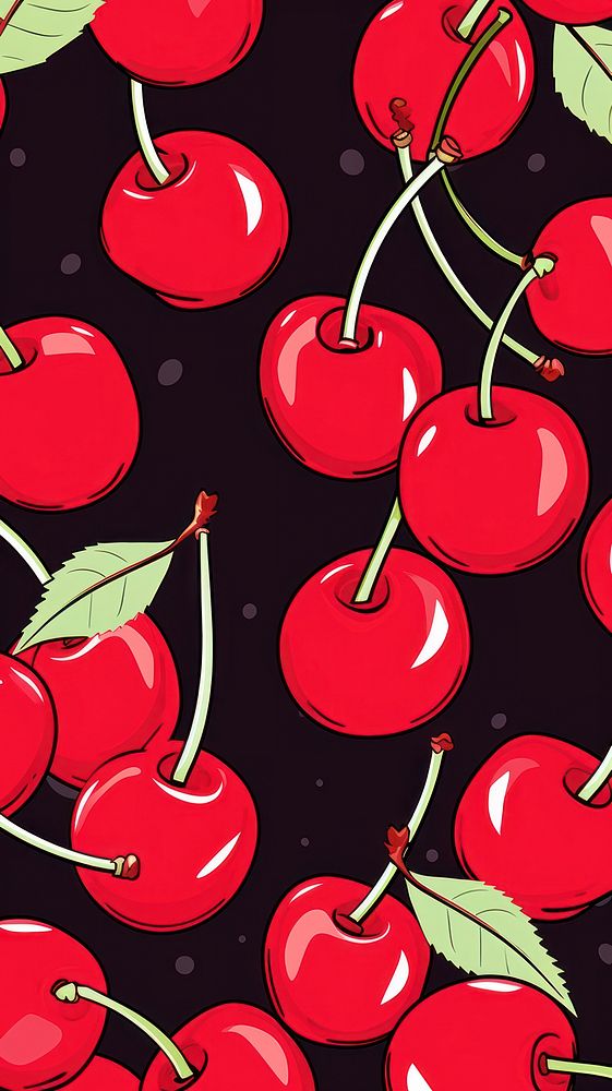 Cherry pattern fruit plant. AI generated Image by rawpixel.