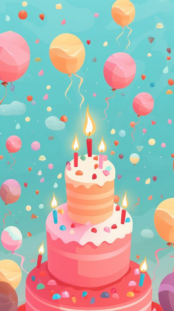 Birthday cake dessert balloon pattern. AI generated Image by rawpixel.