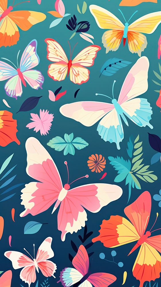 Butterfly pattern plant backgrounds. AI generated Image by rawpixel.
