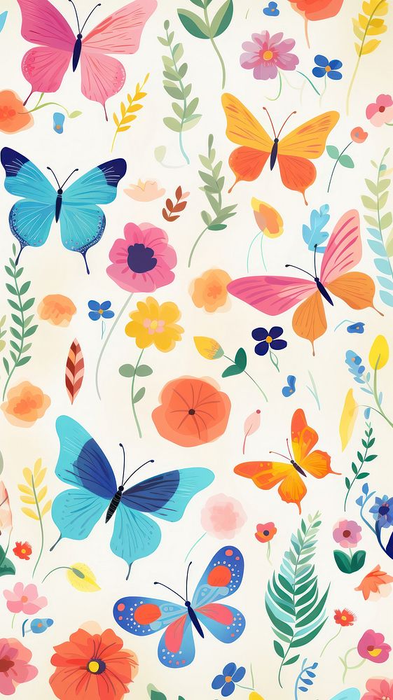 Butterfly pattern wallpaper backgrounds. AI generated Image by rawpixel.