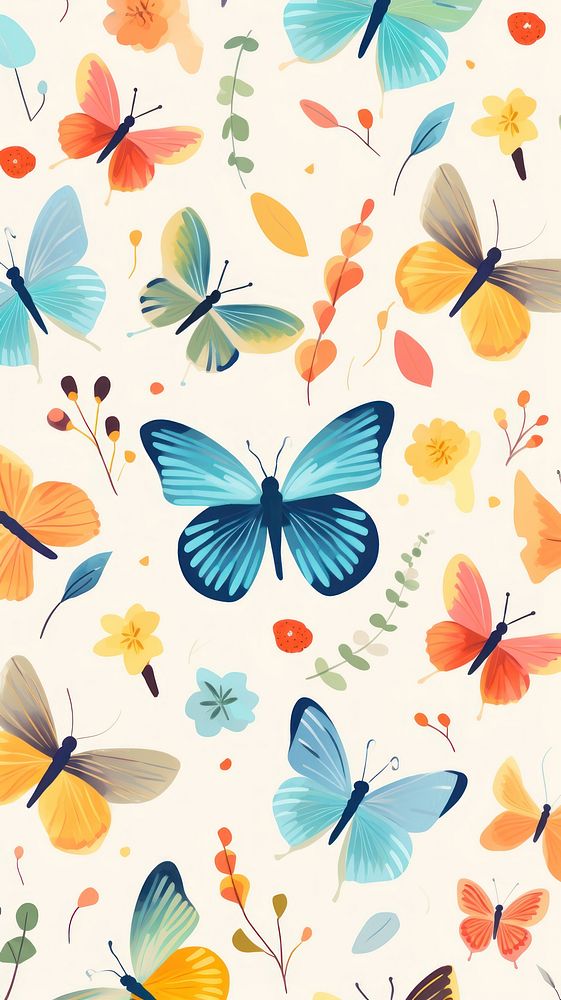 Butterfly pattern wallpaper insect. AI generated Image by rawpixel.