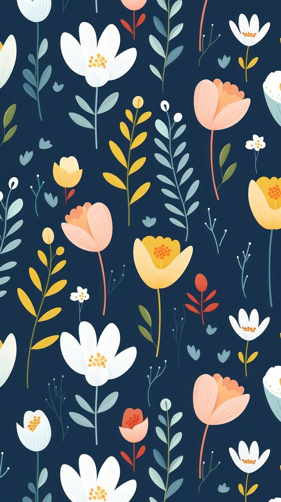 Floral pattern wallpaper flower. AI generated Image by rawpixel.