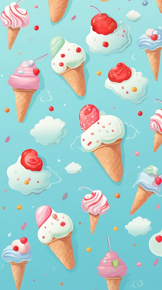 Ice cream dessert pattern food. AI generated Image by rawpixel.