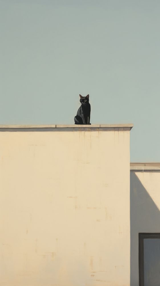 A cat on the rooftop architecture building mammal. AI generated Image by rawpixel.