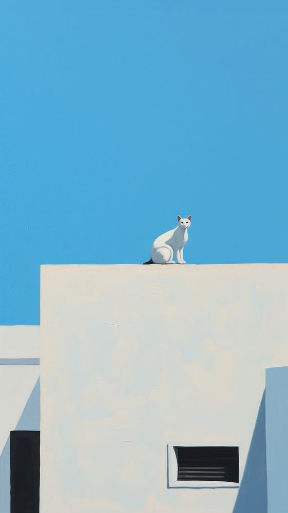 A cat on the rooftop animal mammal pet. AI generated Image by rawpixel.
