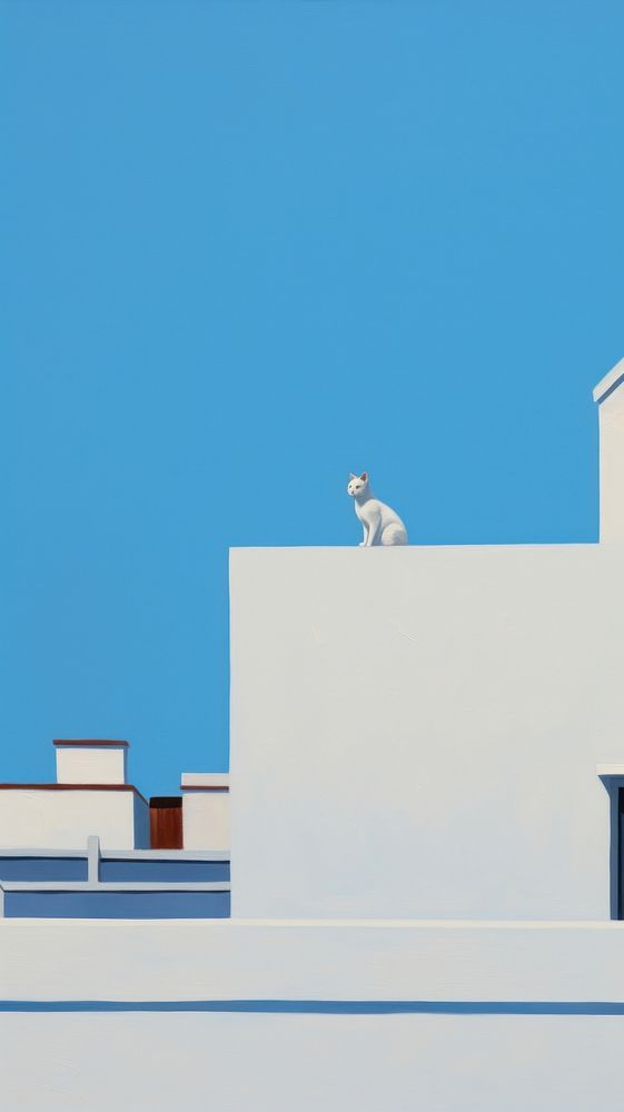 A cat on the rooftop outdoors mammal sky. AI generated Image by rawpixel.
