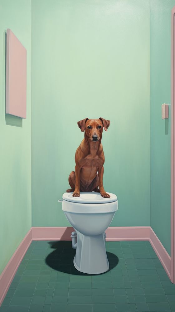 A dog in toilet bathroom mammal animal. AI generated Image by rawpixel.