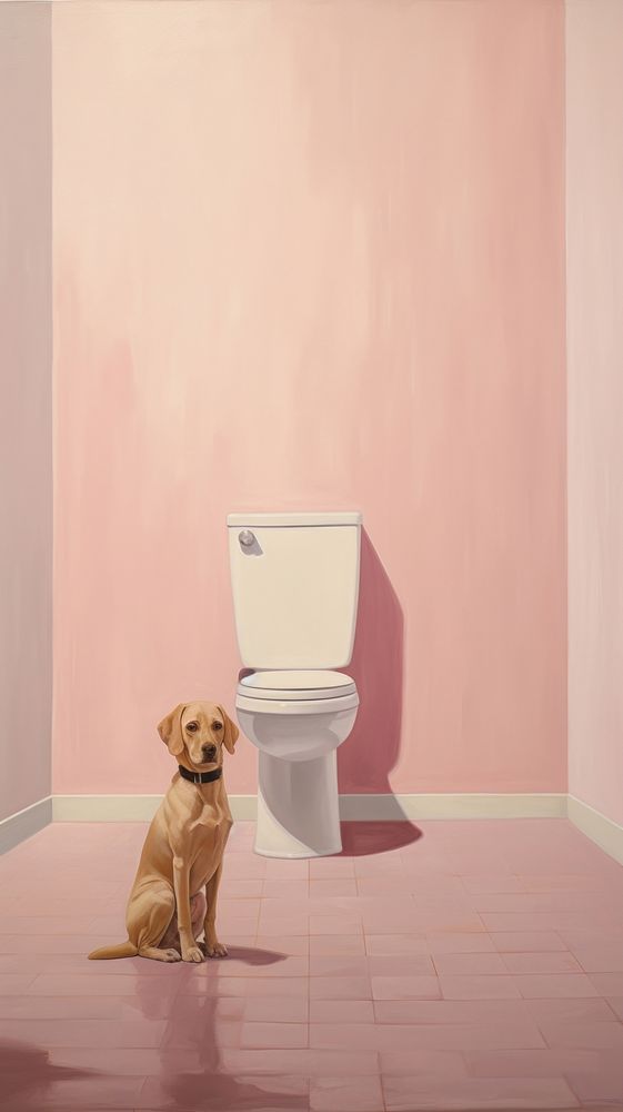 A dog in toilet bathroom animal mammal. AI generated Image by rawpixel.
