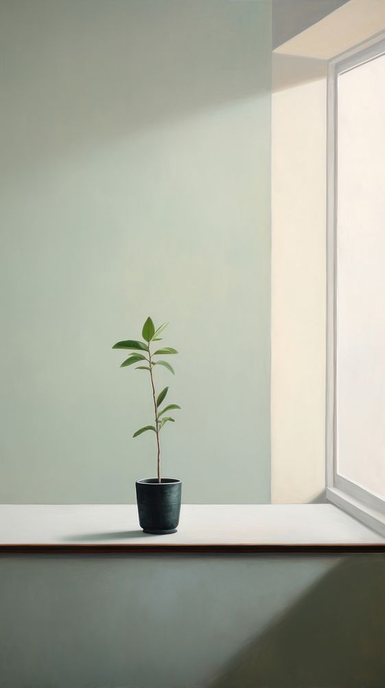 A little plant on a window sill windowsill architecture houseplant. AI generated Image by rawpixel.