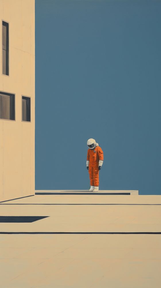 Astronaut standing on the rooftop city architecture building. AI generated Image by rawpixel.