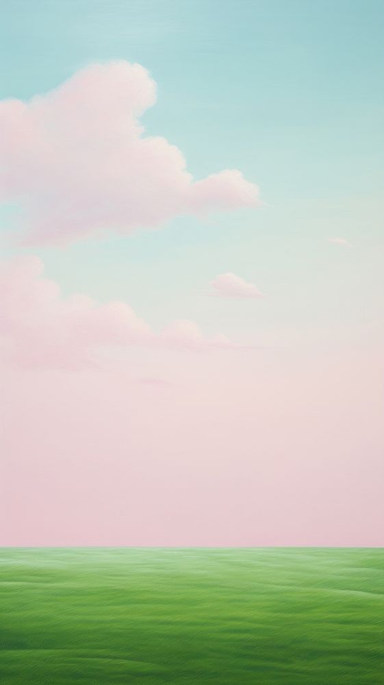 Green grass hill with a pink cloud outdoors horizon nature. AI generated Image by rawpixel.