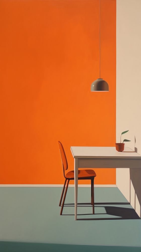 Orange on the table architecture furniture chair. AI generated Image by rawpixel.