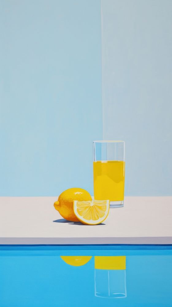Lemon and lemonade on the poolside painting fruit glass. AI generated Image by rawpixel.