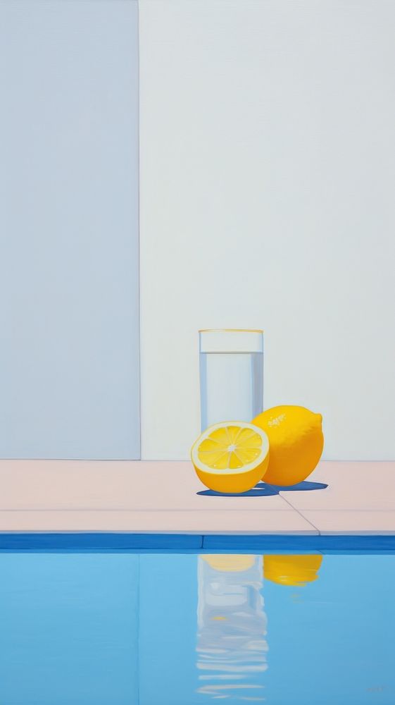 Lemon and lemonade on the poolside painting glass fruit. AI generated Image by rawpixel.