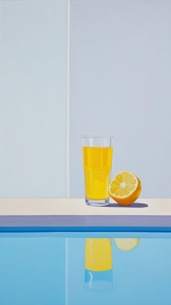Lemon and lemonade on the poolside painting fruit drink. AI generated Image by rawpixel.