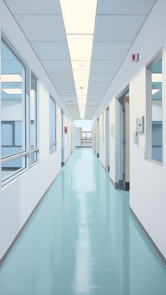Walkway in hospital architecture corridor building. AI generated Image by rawpixel.