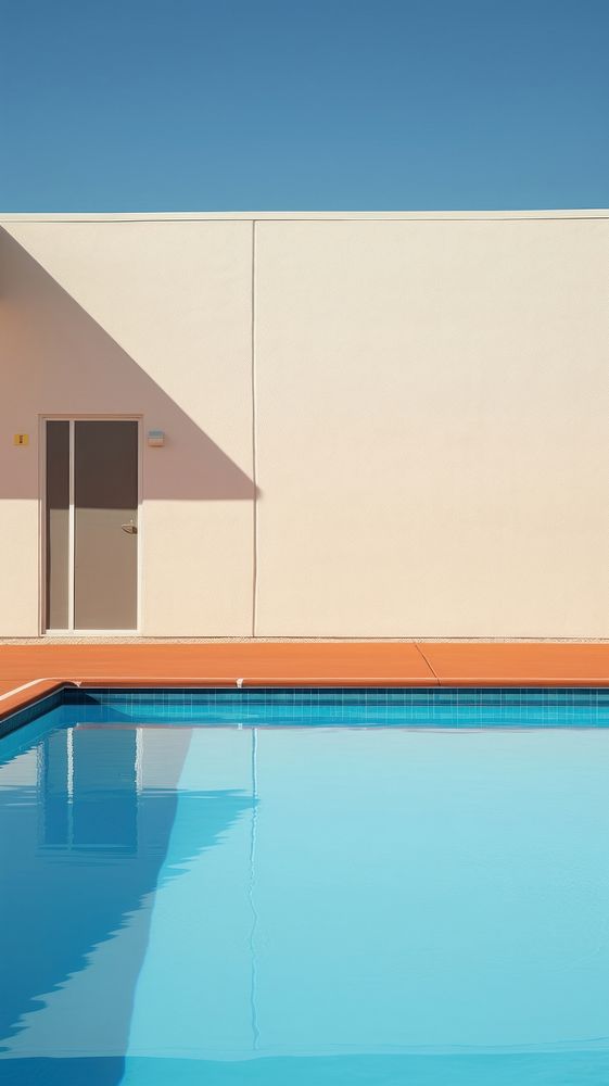 Minimal pool in motel architecture building outdoors. AI generated Image by rawpixel.