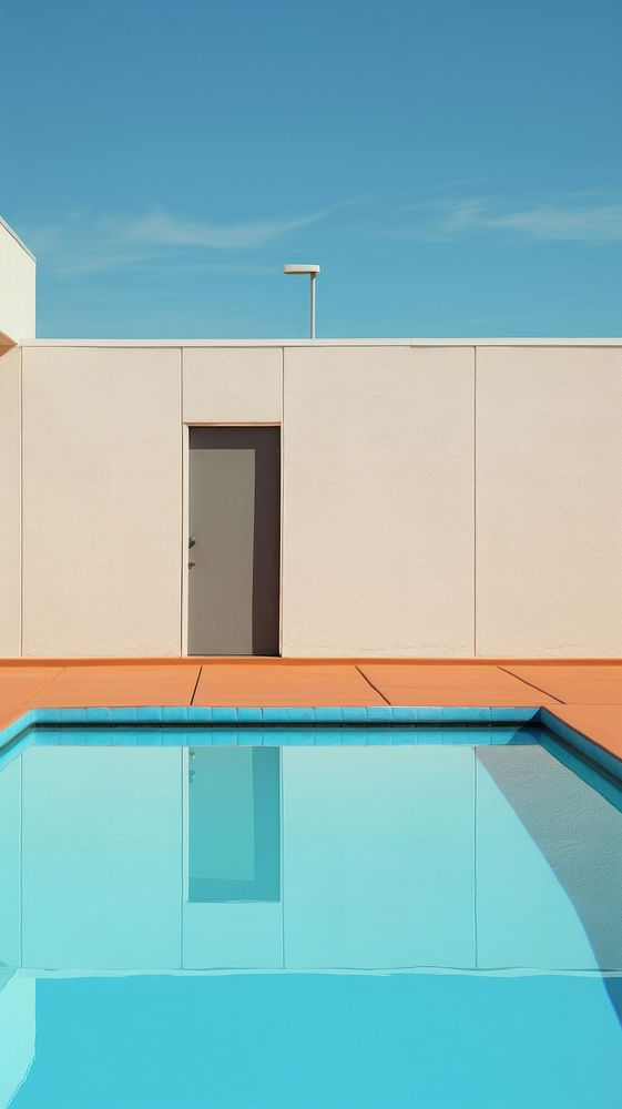 Minimal pool in motel architecture building outdoors. AI generated Image by rawpixel.