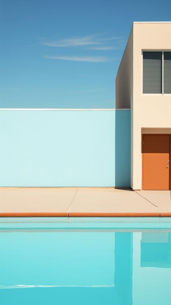 Minimal pool in motel architecture building house. AI generated Image by rawpixel.