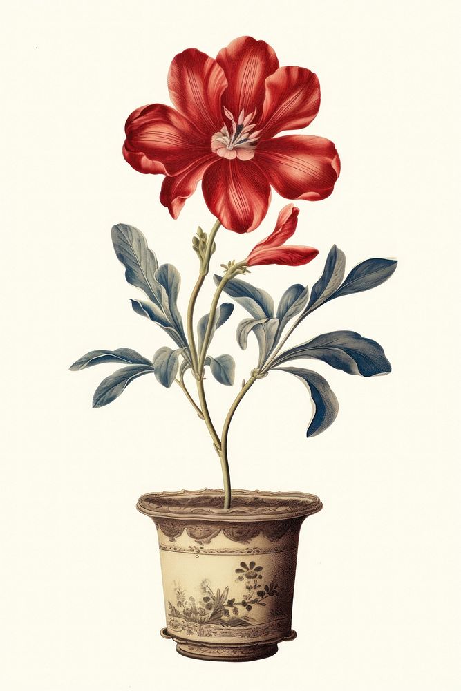 Potted flower plant painting art inflorescence. AI generated Image by rawpixel.