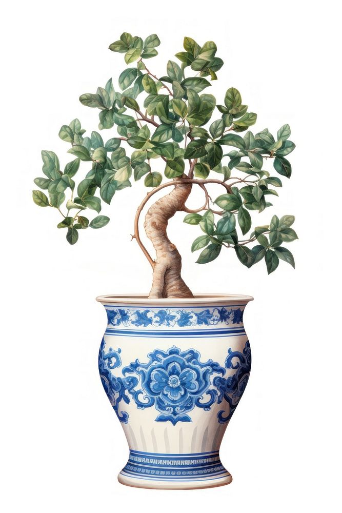 Potted plant porcelain pottery bonsai. AI generated Image by rawpixel.